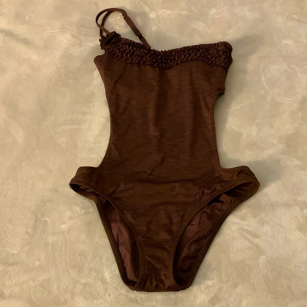 Betsey Johnson Cocoa Mousse Monokini with Cutouts